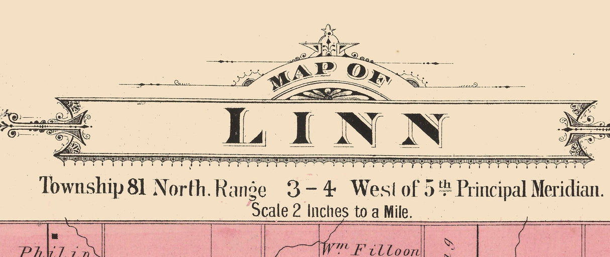 1885 Map of Linn Township Cedar County Iowa