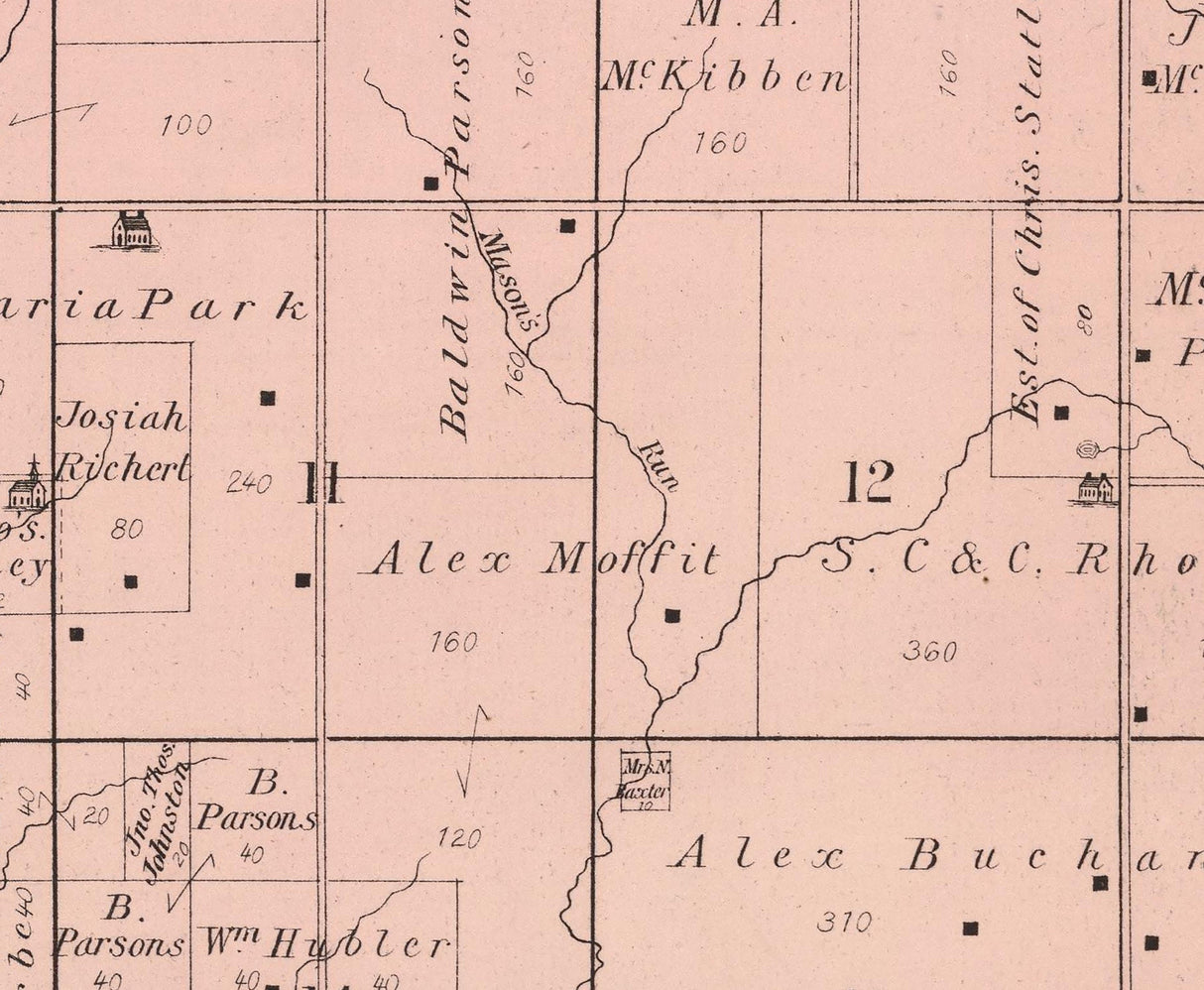 1885 Map of Linn Township Cedar County Iowa