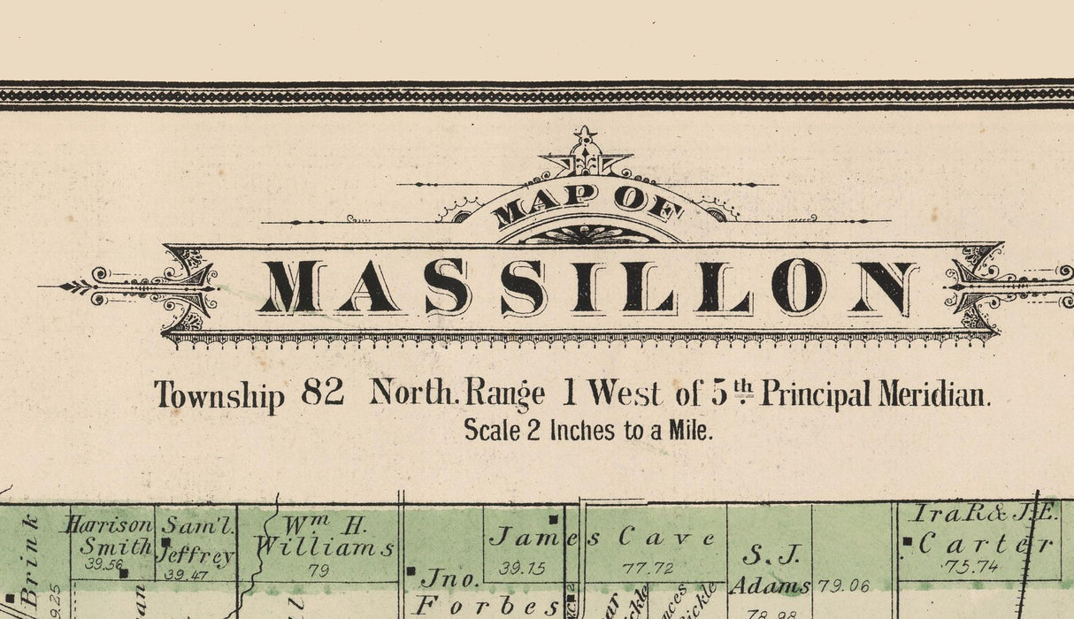 1885 Map of Massillon Township Cedar County Iowa