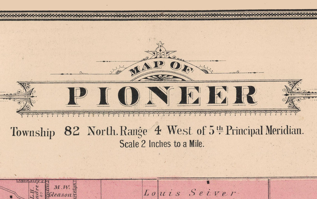 1885 Map of Pioneer Township Cedar County Iowa