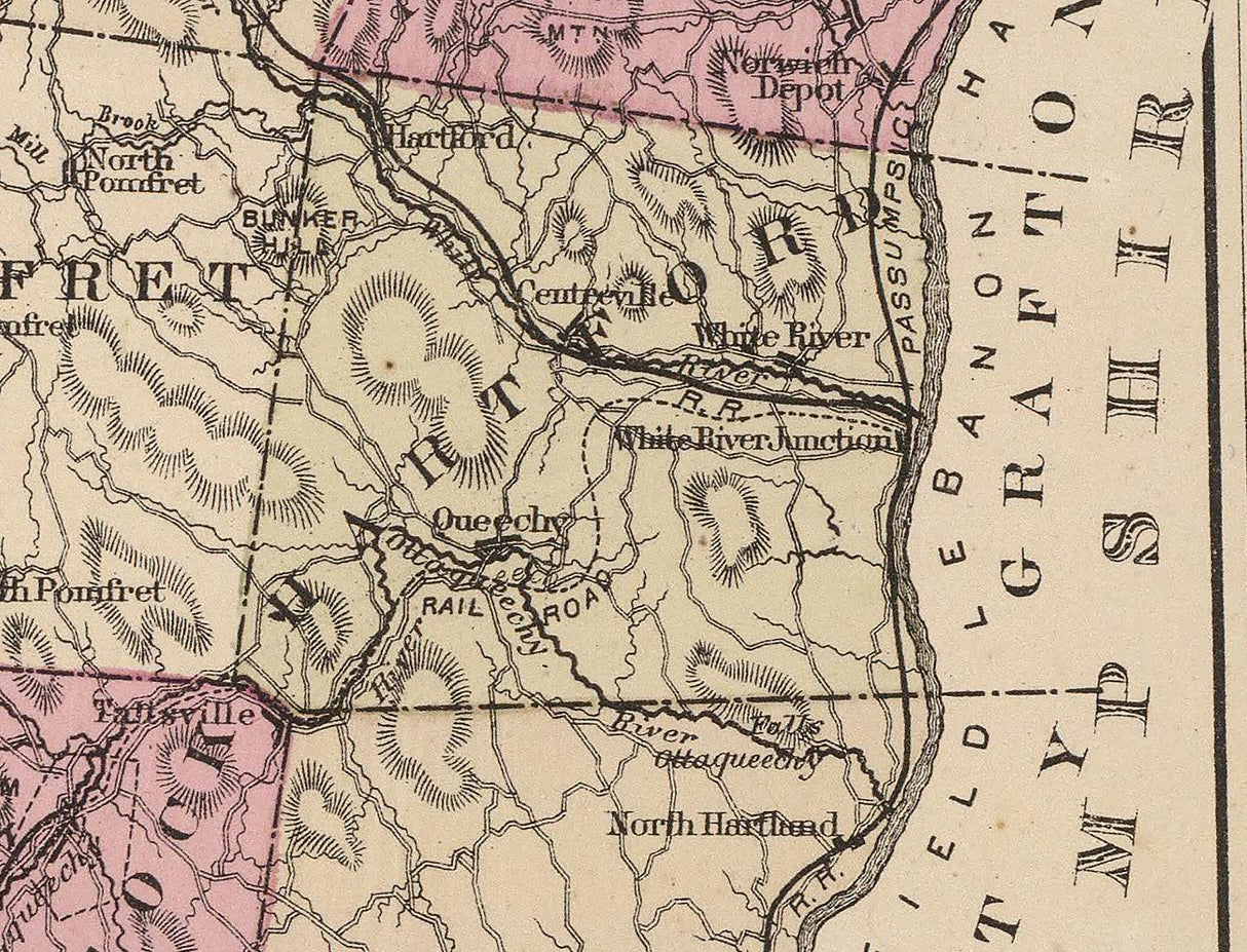 1876 Map of Windsor County Vermont