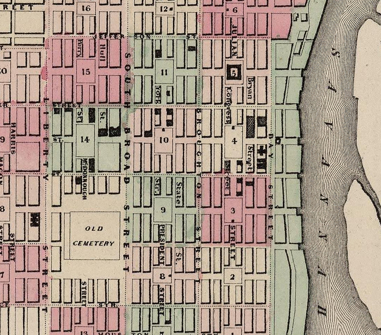 1859 Map of Savannah Georgia