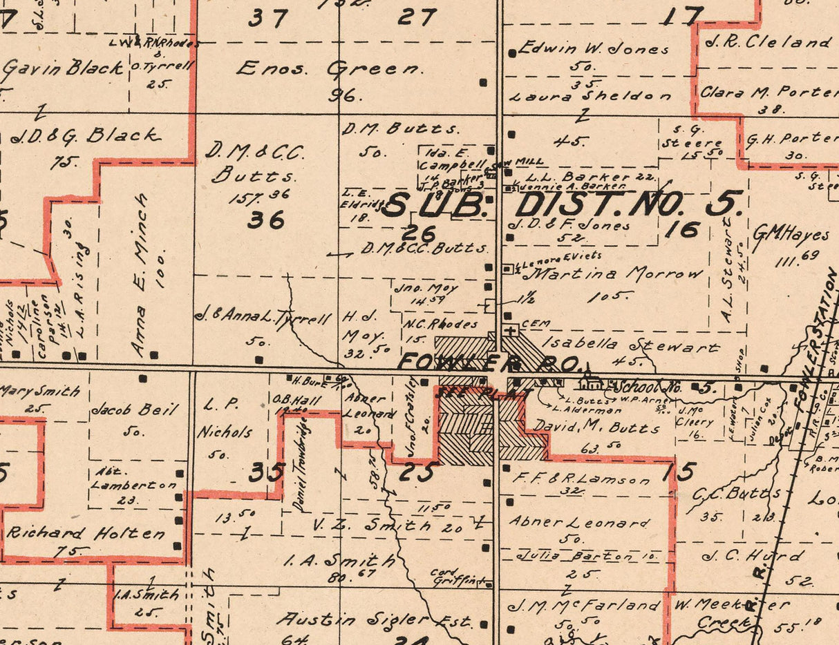 1899 Map of Fowler Township Trumbull County Ohio