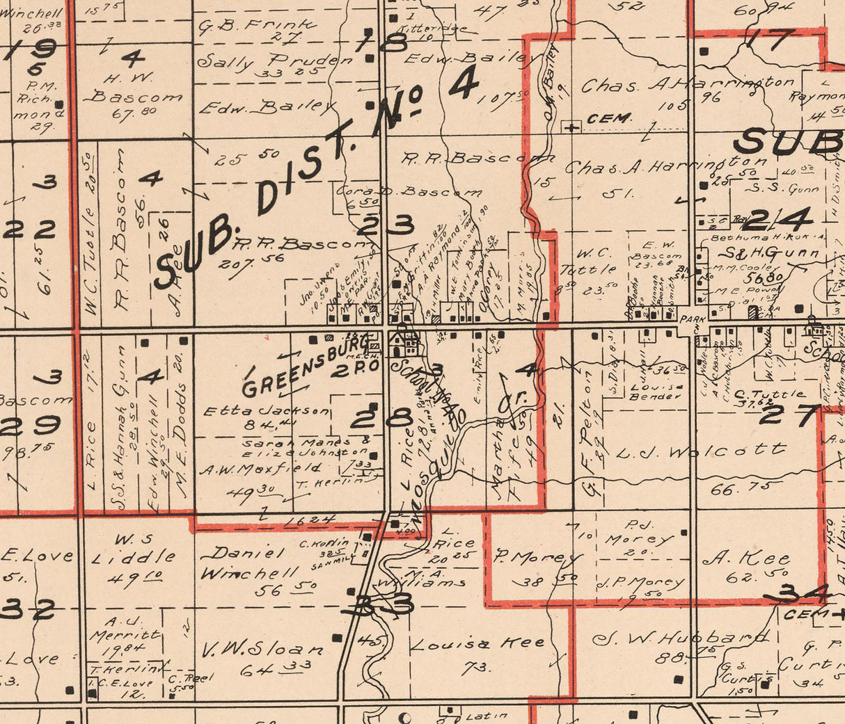 1899 Map of Greene Township Trumbull County Ohio