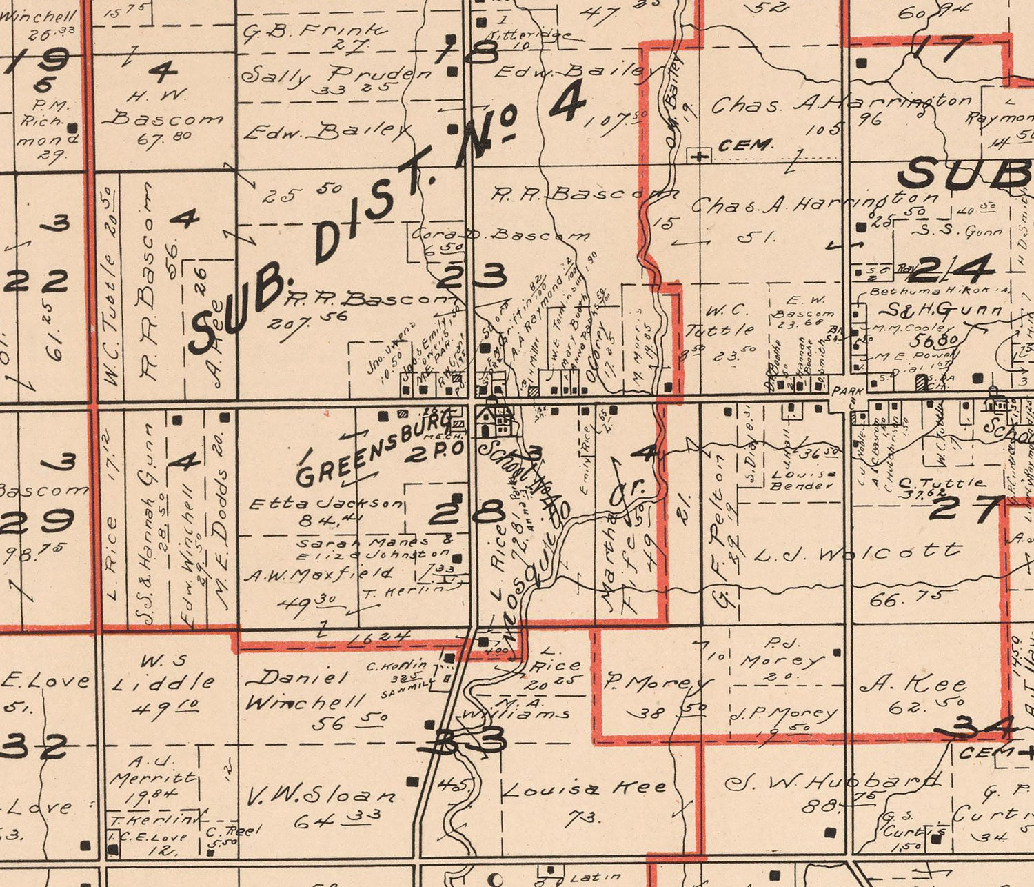 1899 Map of Greene Township Trumbull County Ohio