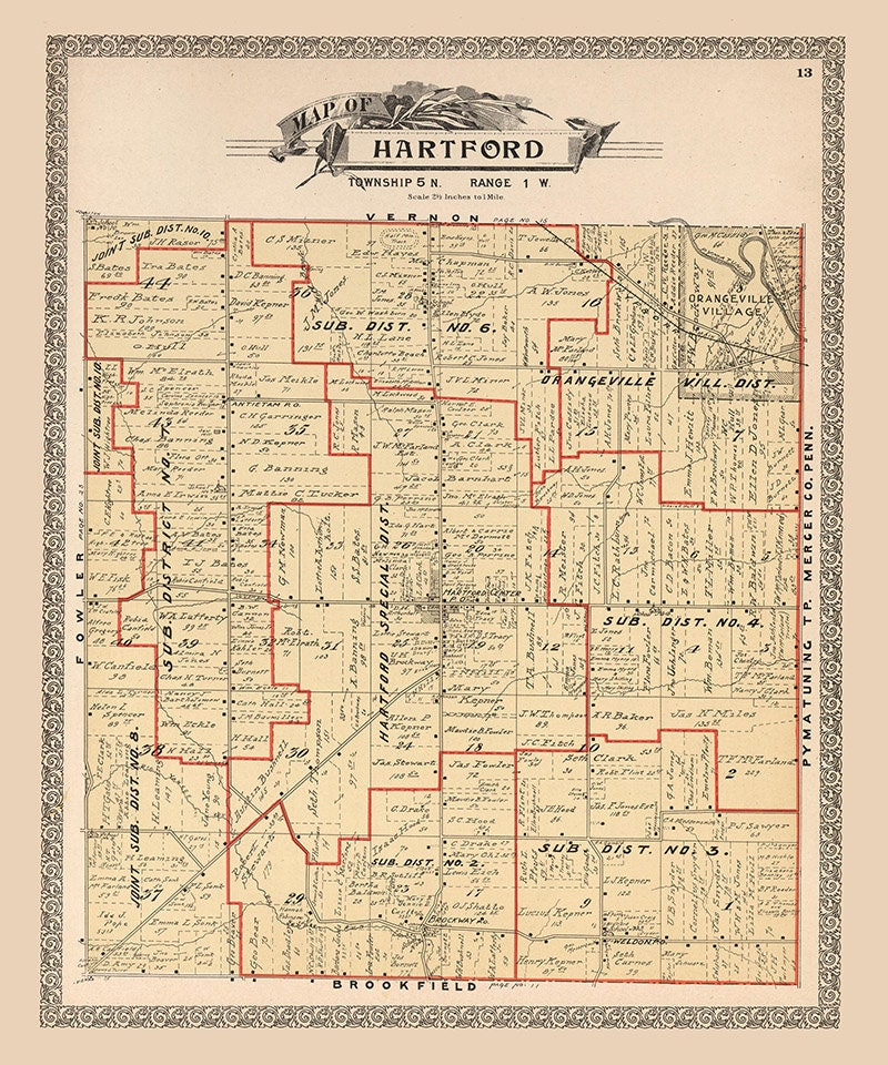 1899 Map of Hartford Township Trumbull County Ohio