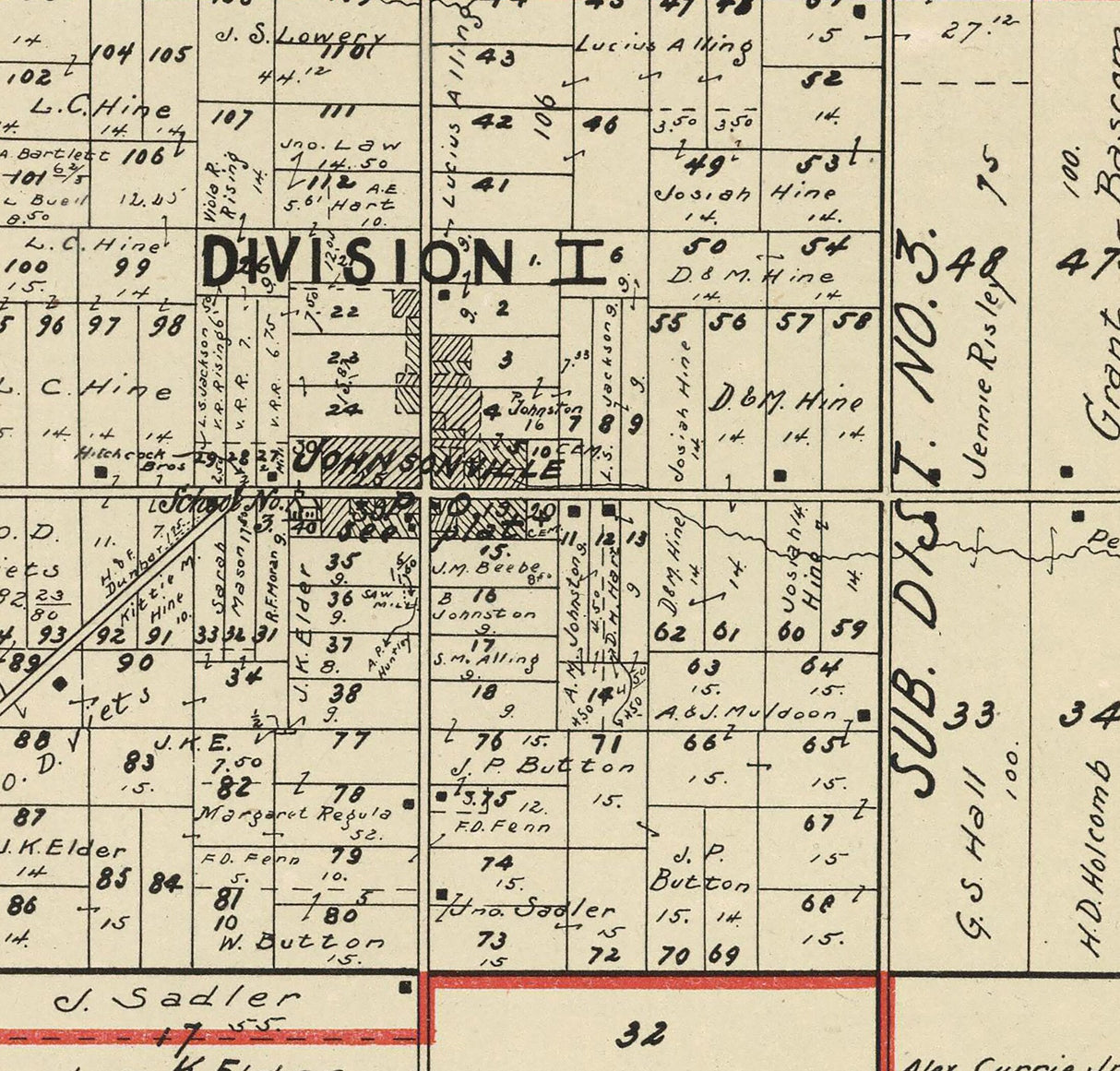 1899 Map of Johnston Township Trumbull County Ohio