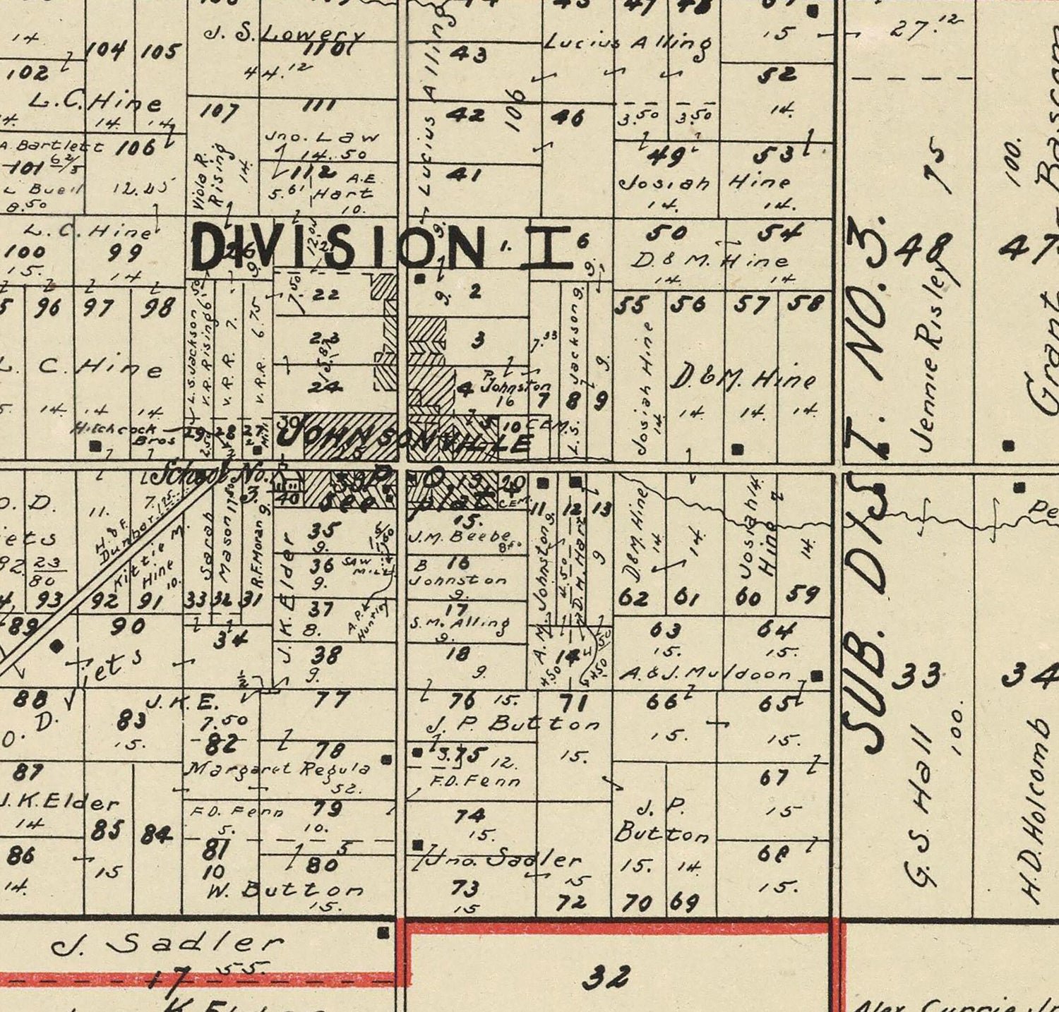 1899 Map of Johnston Township Trumbull County Ohio
