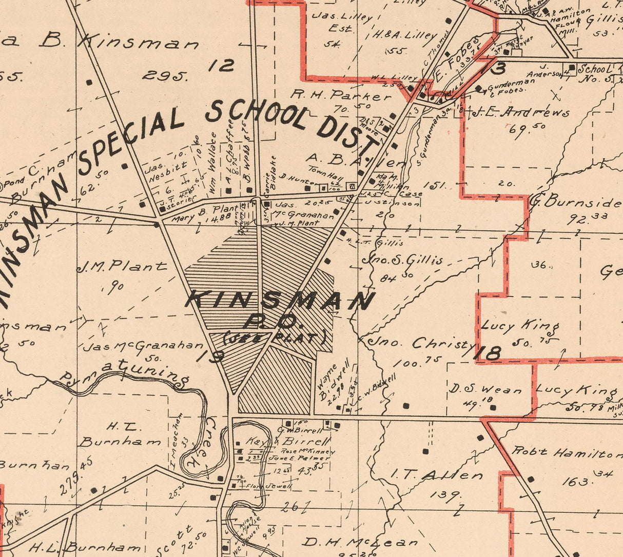 1899 Map of Kinsman Township Trumbull County Ohio