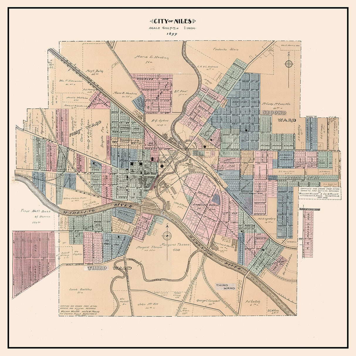 1899 Map of Niles Trumbull County Ohio