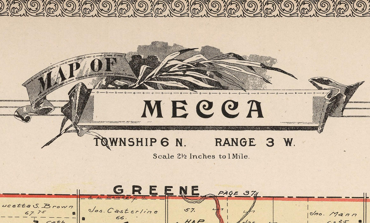 1899 Map of Mecca Township Trumbull County Ohio