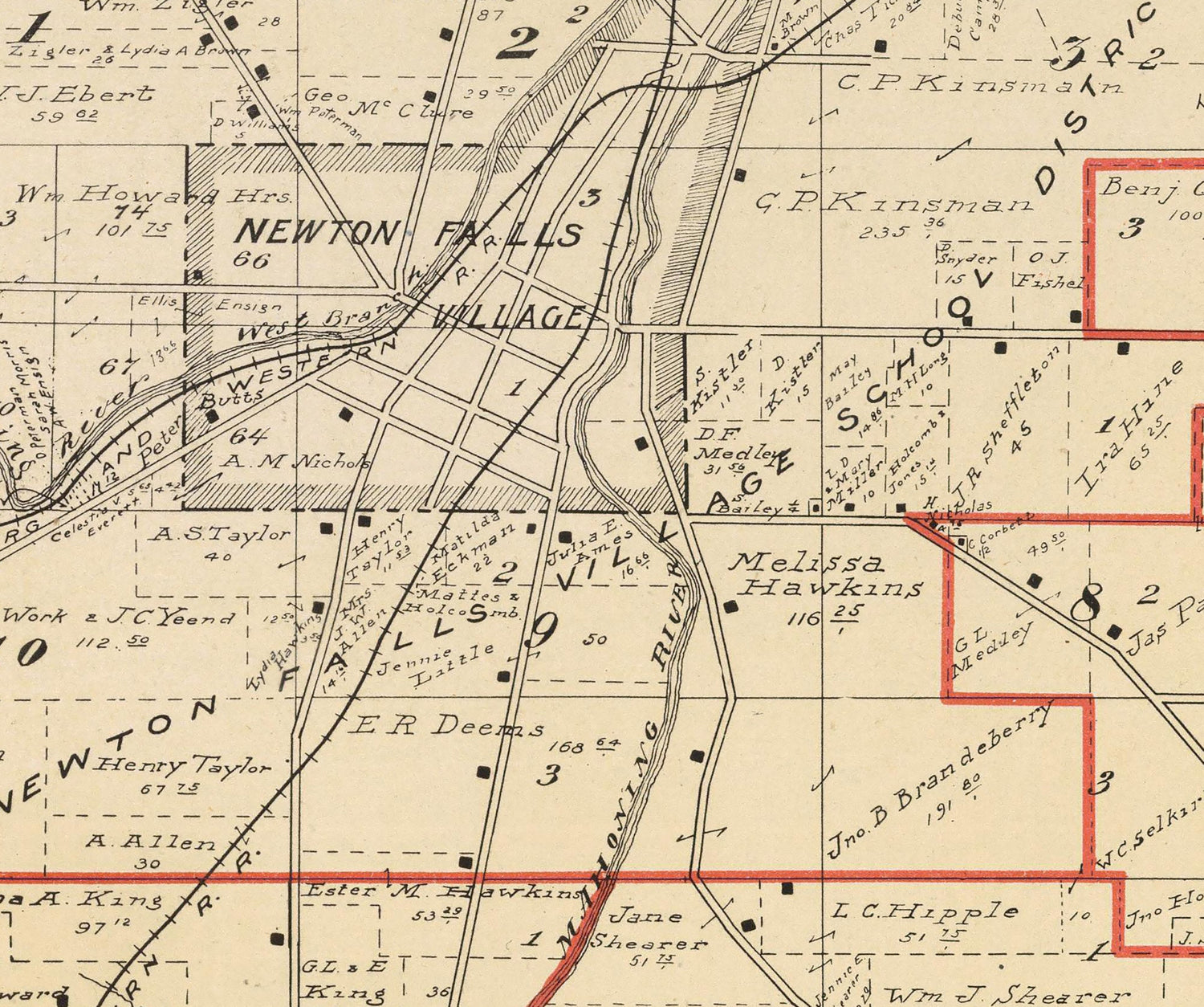 1899 Map of Newton Township Trumbull County Ohio