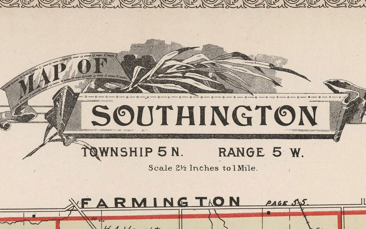 1899 Map of Southington Township Trumbull County Ohio