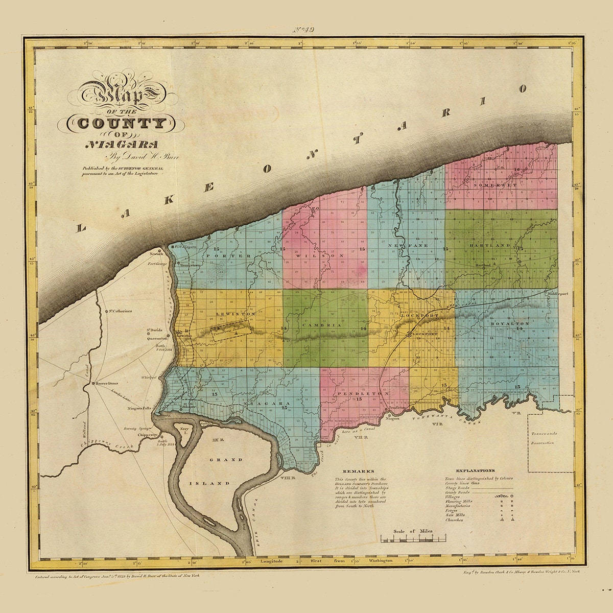 1829 Map of Niagara County New York