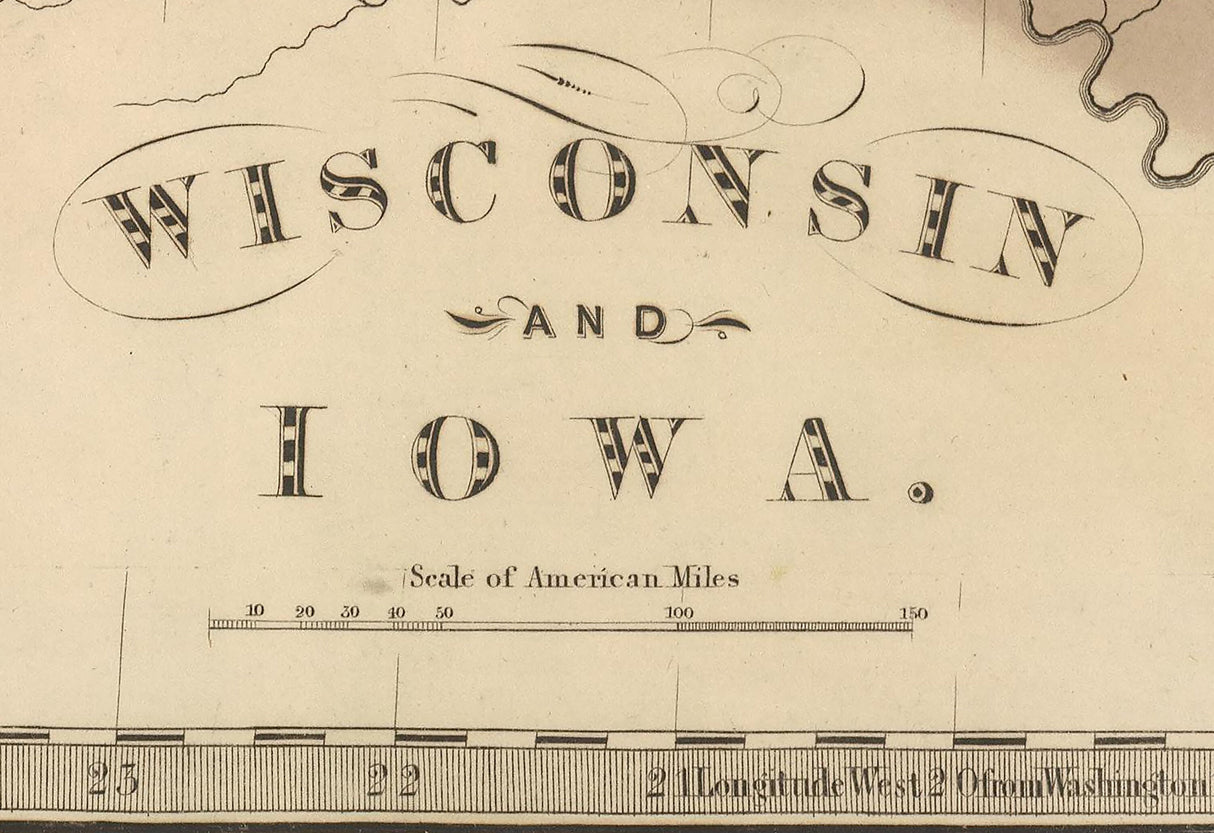 1848 Map of Wisconsin and Iowa