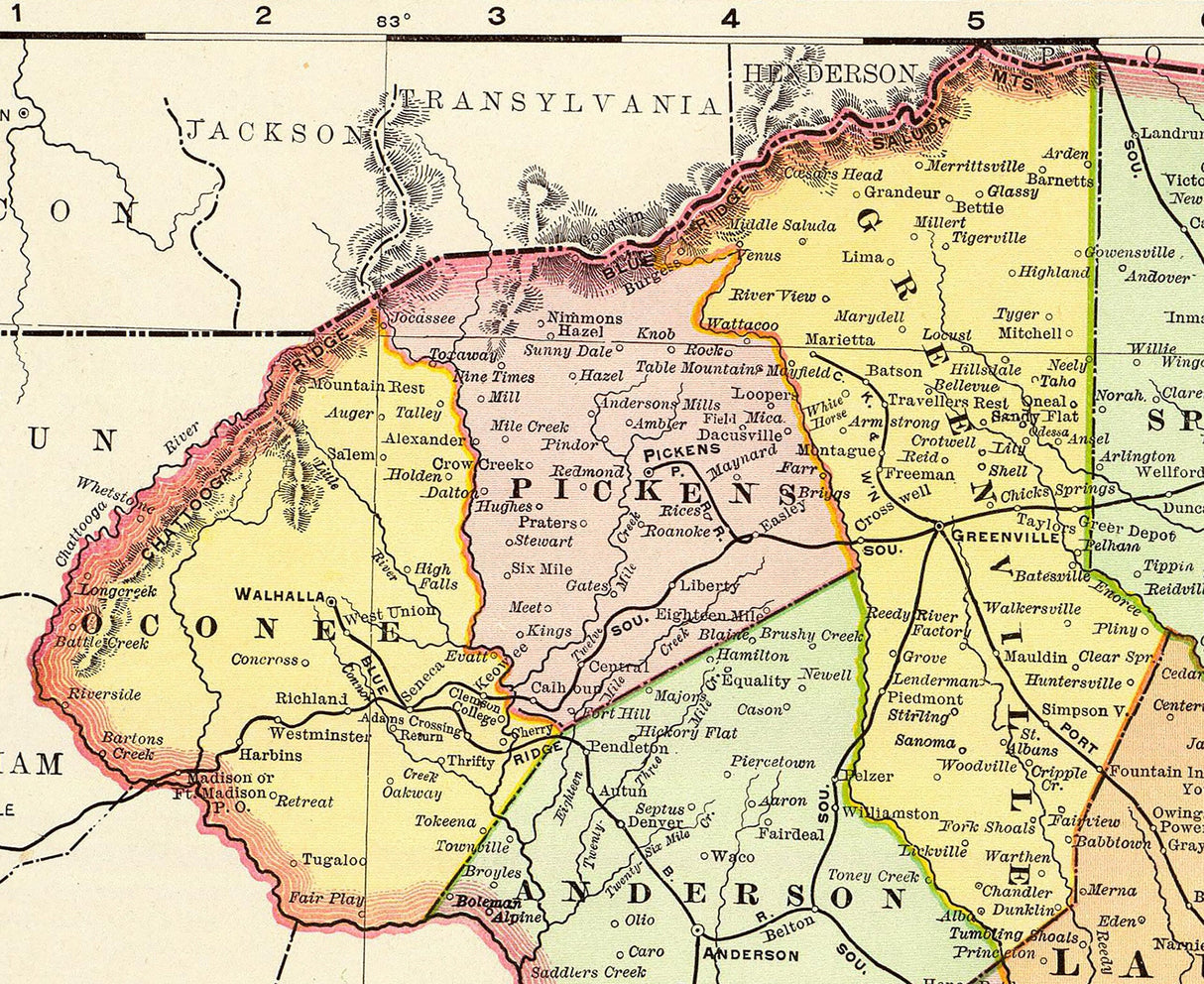 1897 Map of South Carolina