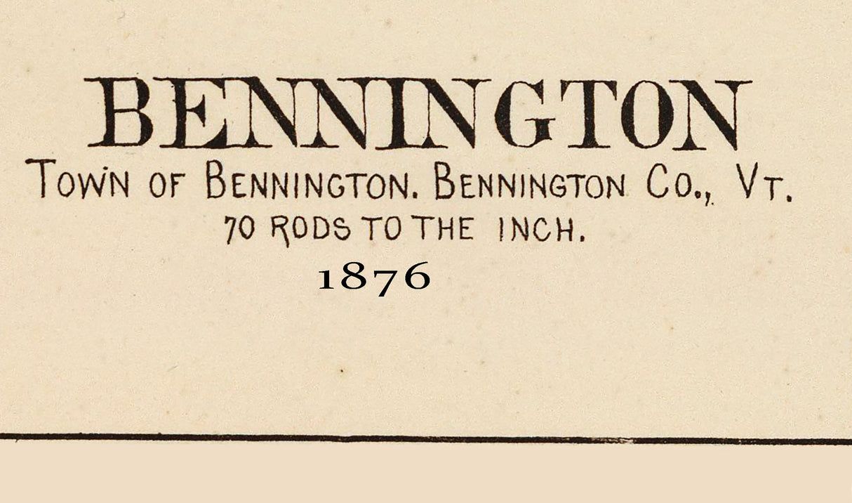 1876 Town Map of Bennington Vermont