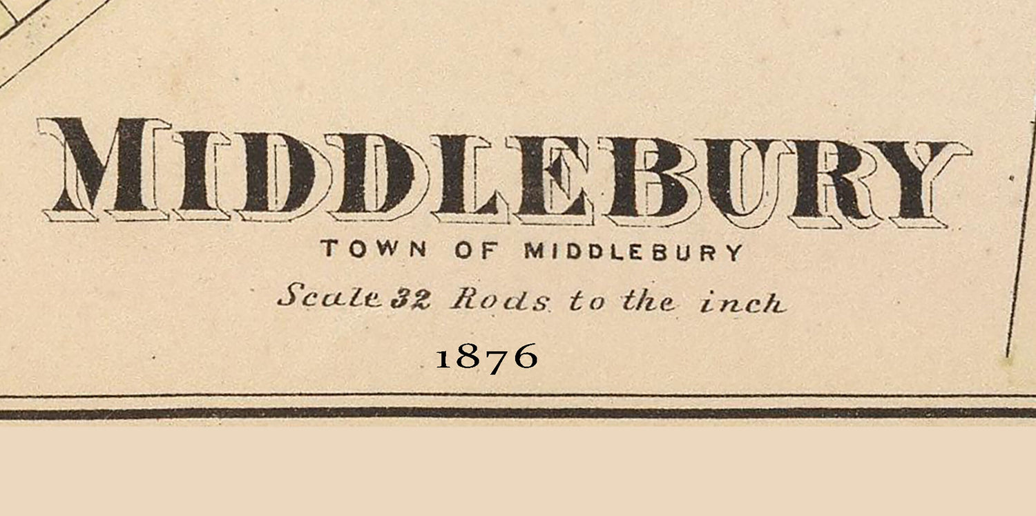 1876 Town Map of Middlebury Vermont