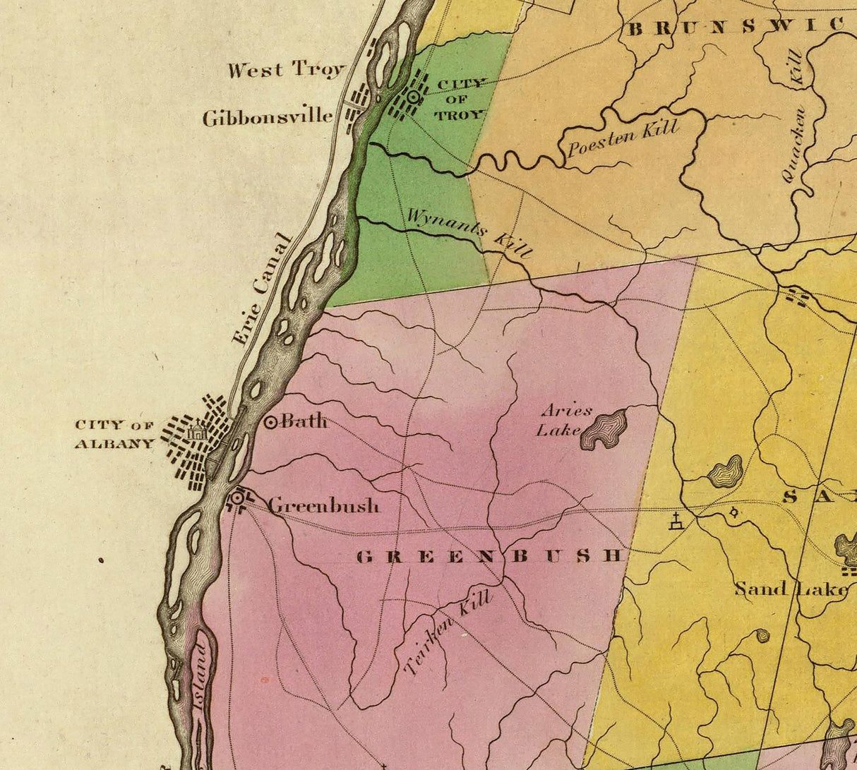 1829 Map of Rensselaer County New York
