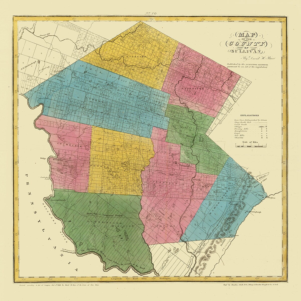 1829 Map of Sullivan County New York