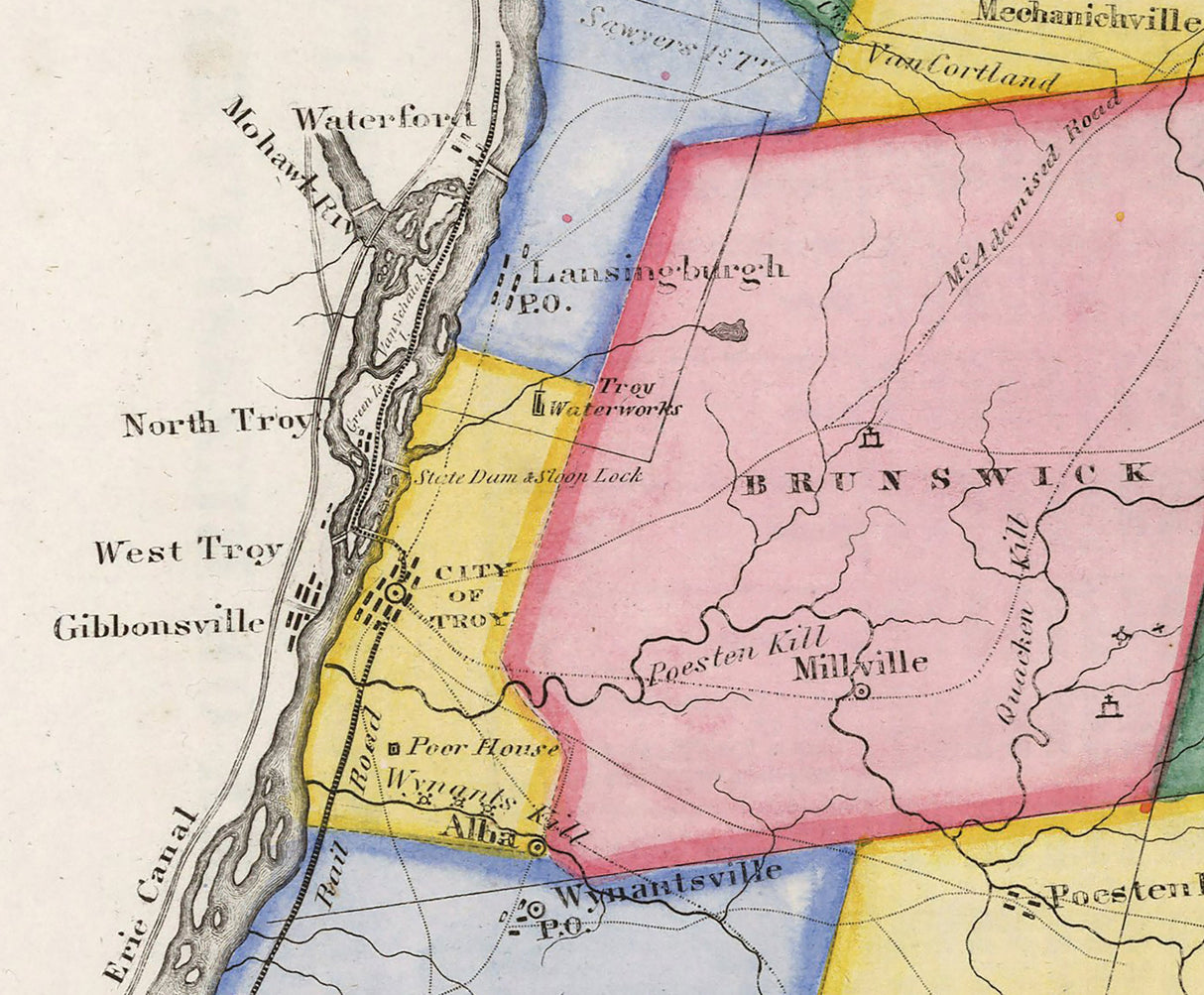 1839 Map of Rensselaer County New York