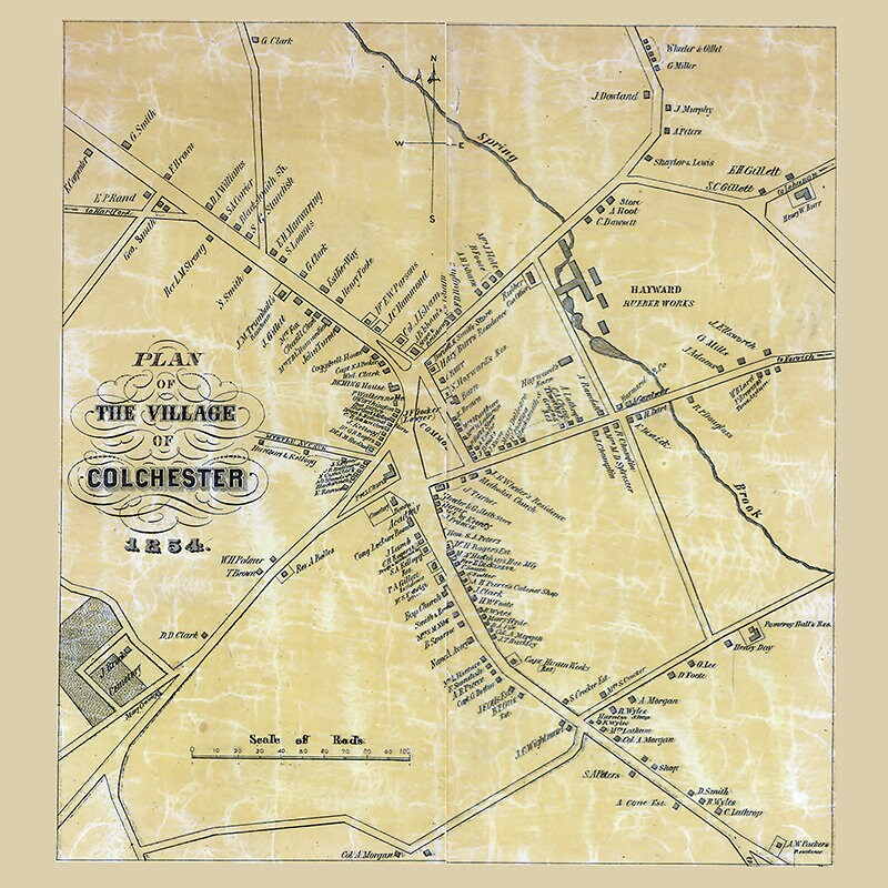 1854 Map of Colchester New London County Connecticut