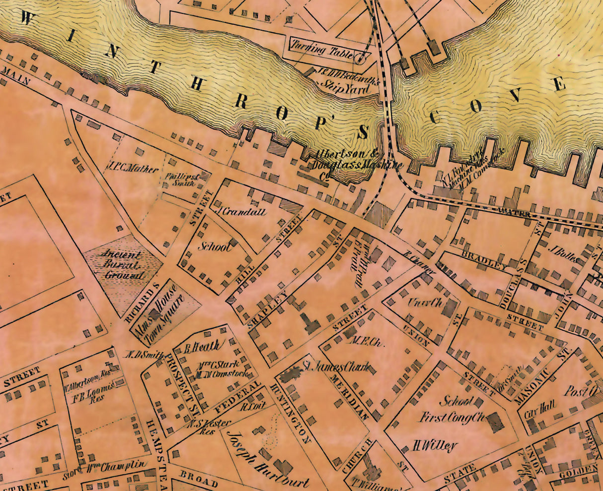 1854 Map of New London Connecticut