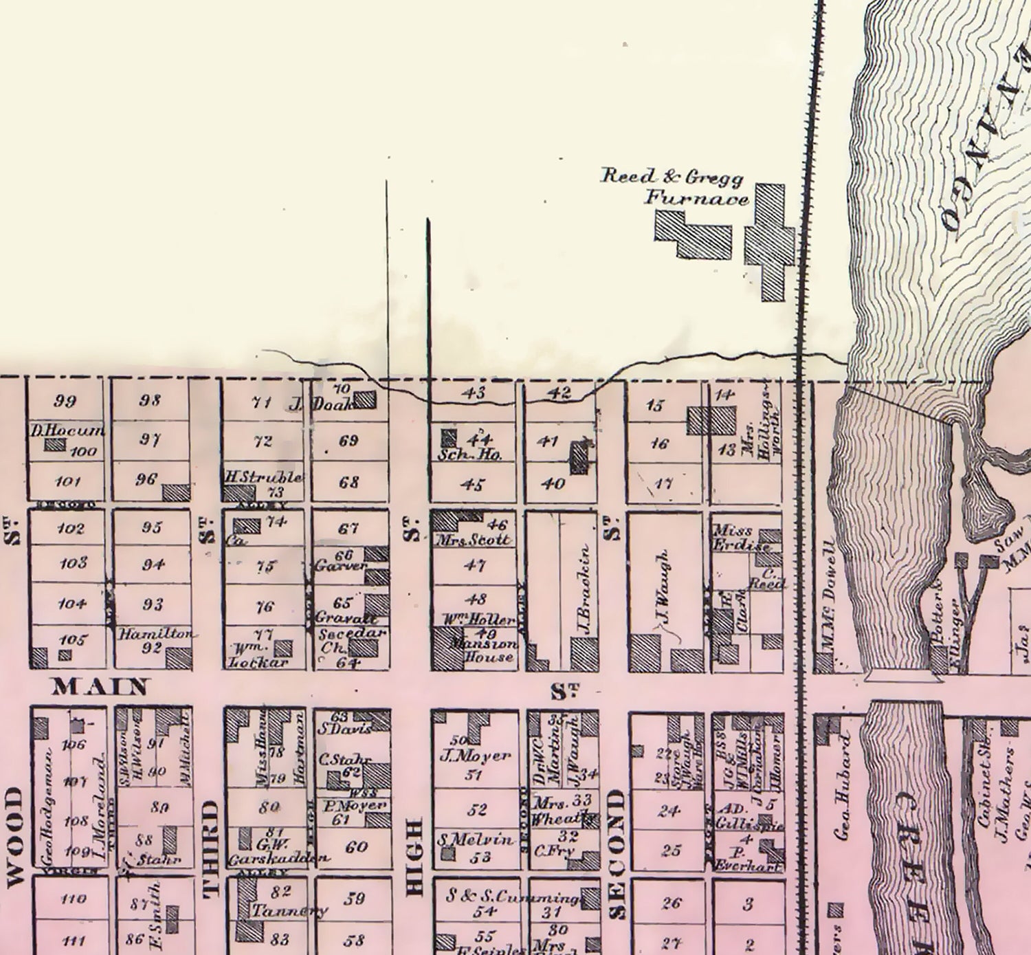 1860 Map of West Greenville Mercer County Pennsylvania