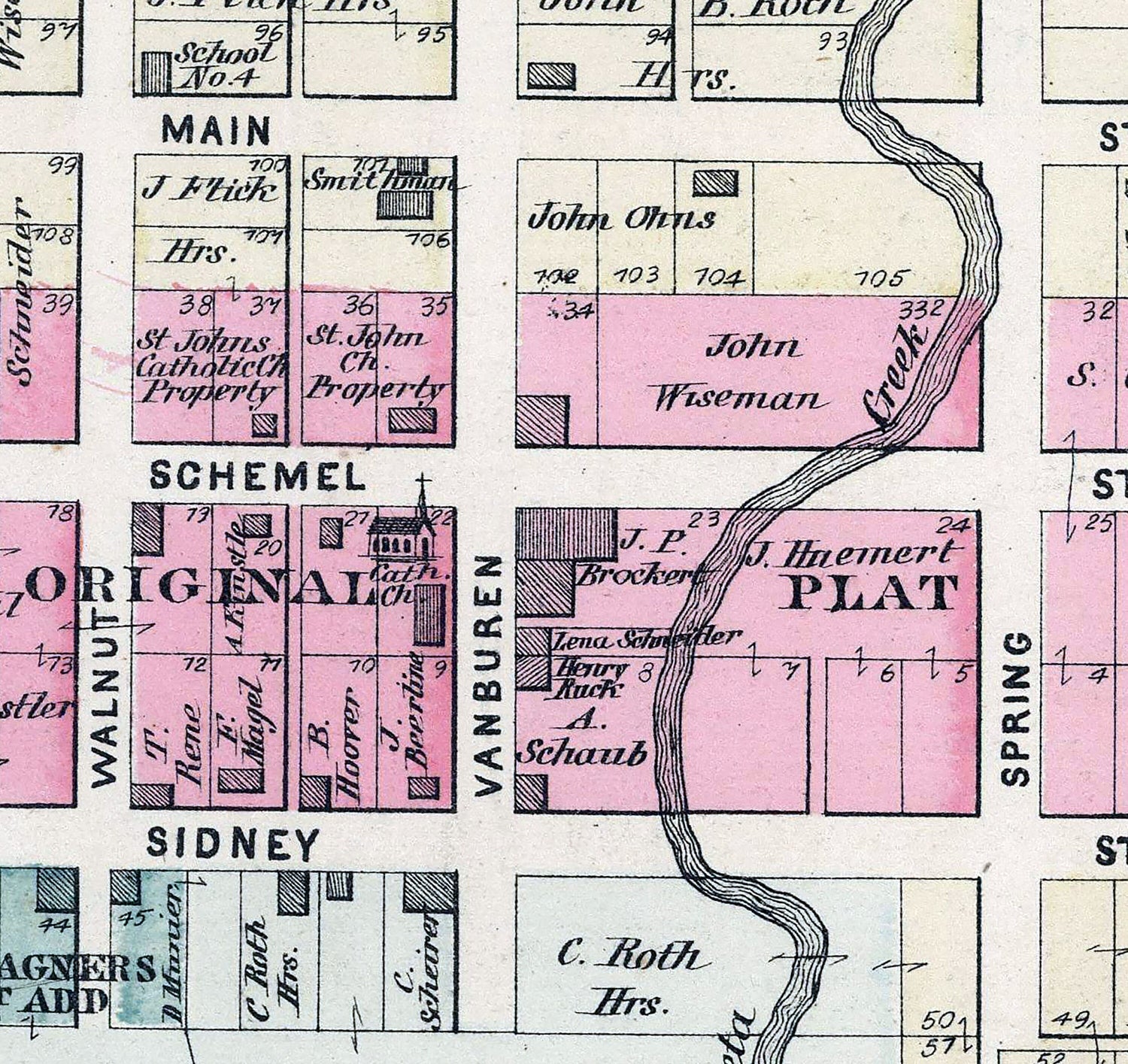 1880 Town Map of Freyburg Auglaize County Ohio