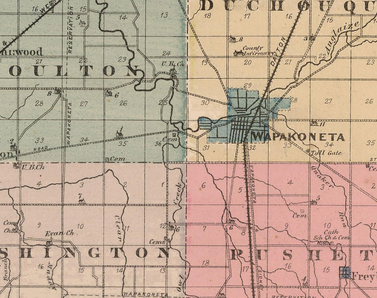 1880 Map of Auglaize County Ohio