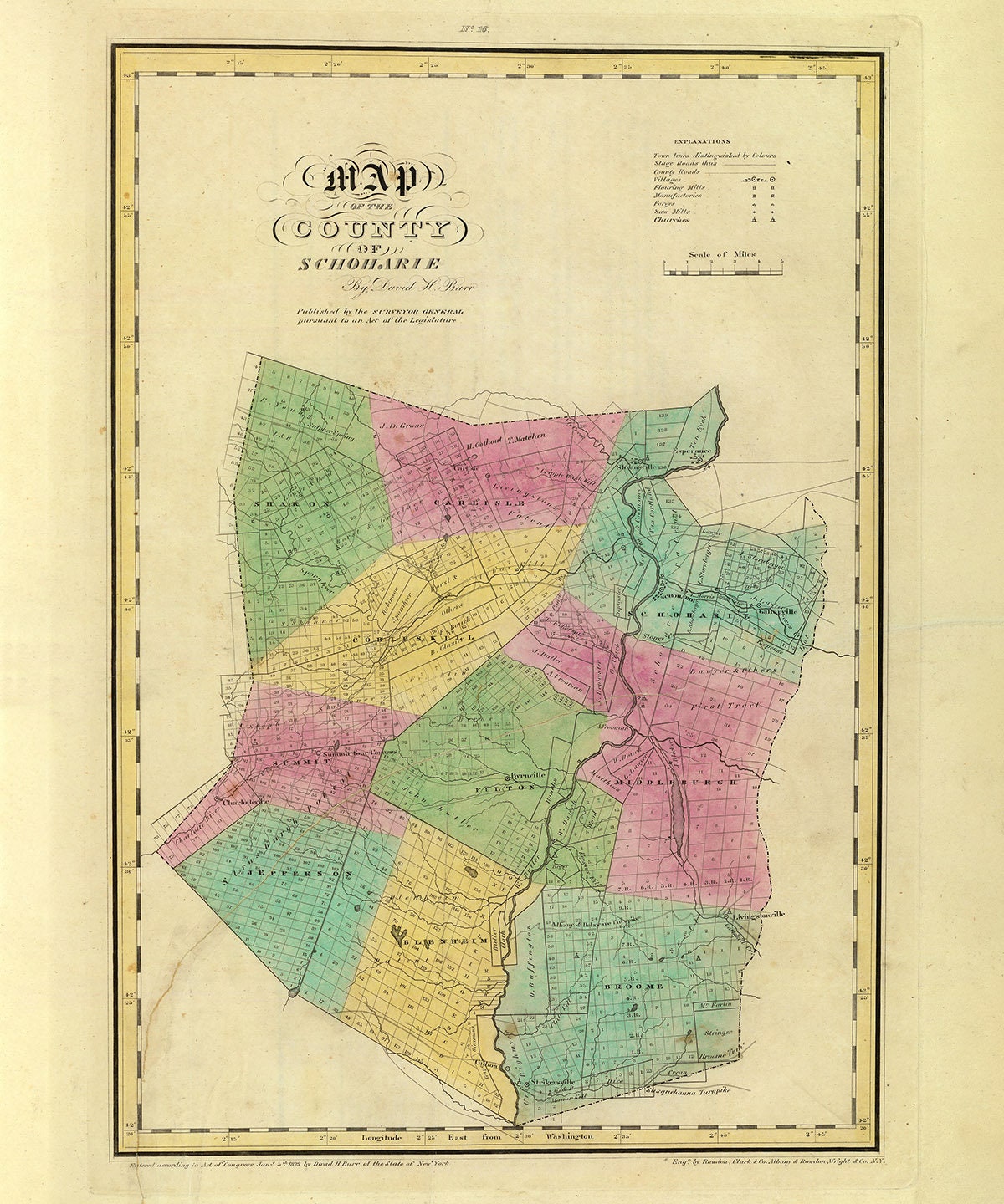 1829 Map of Schoharie County New York