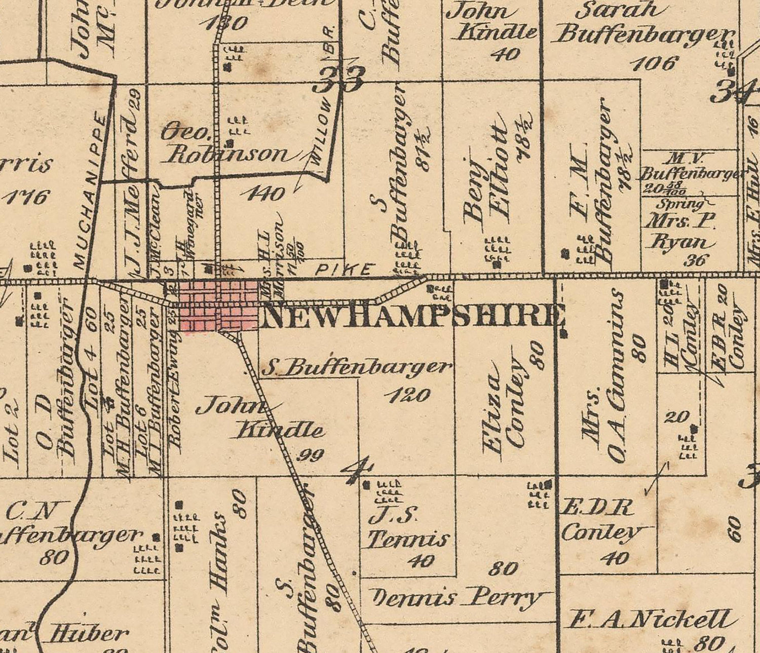1880 Map of Goshen Township Auglaize County Ohio