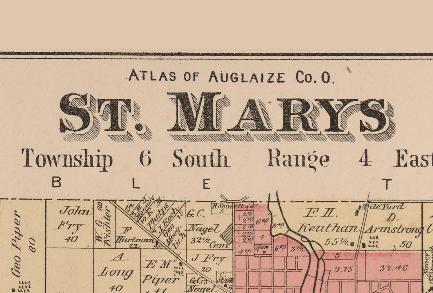 1880 Map of St Marys Township Auglaize County Ohio