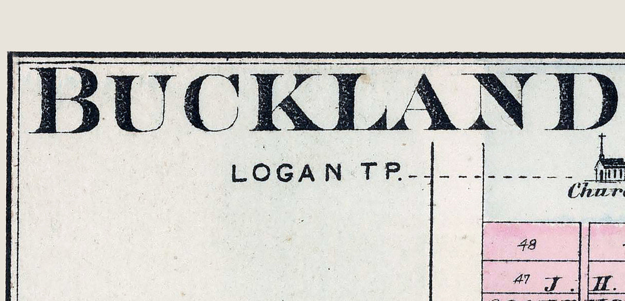 1880 Town Map of Buckland Auglaize County Ohio