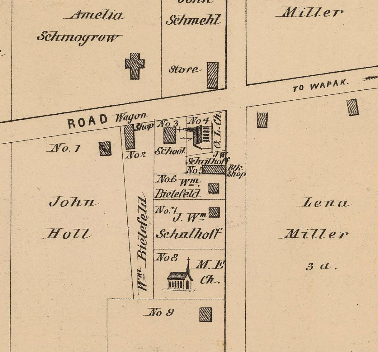 1880 Town Map of Moulton Auglaize County Ohio