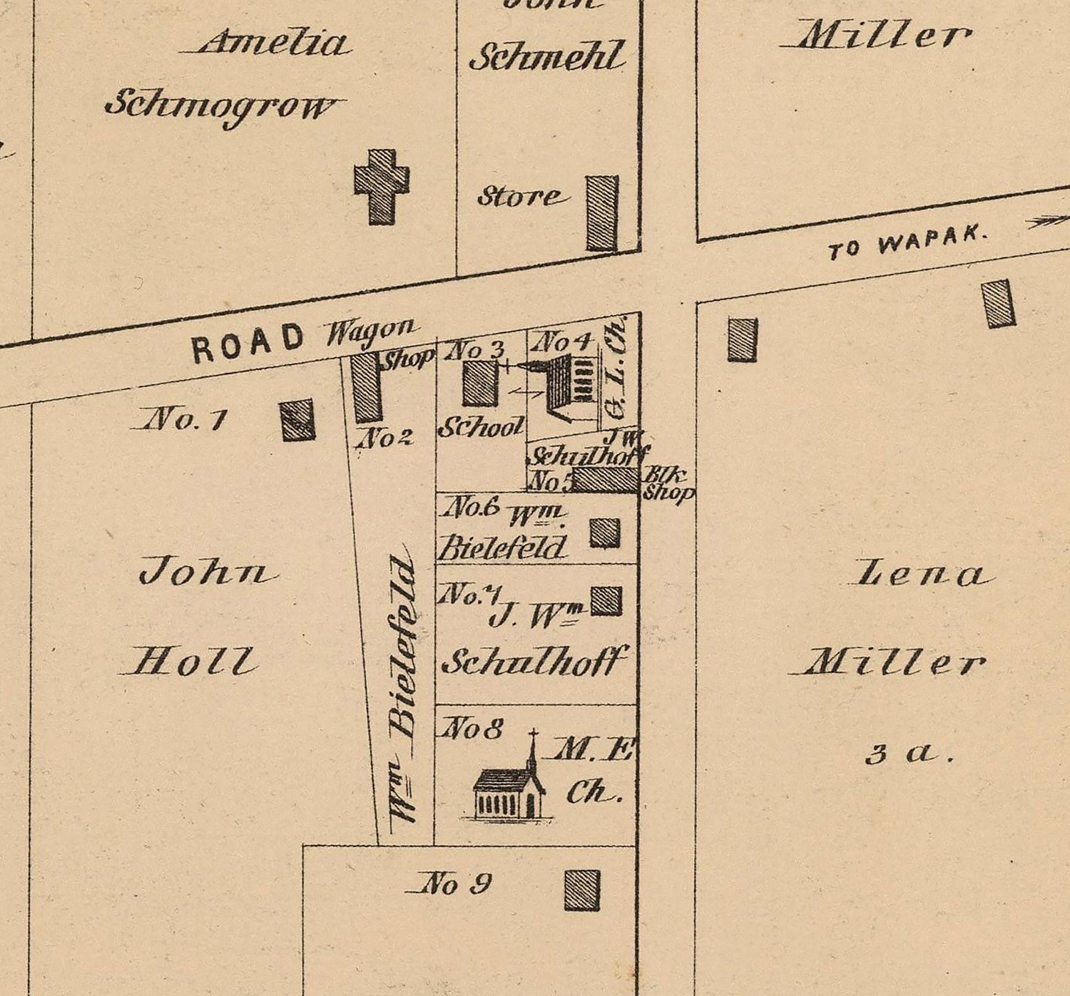 1880 Town Map of Moulton Auglaize County Ohio