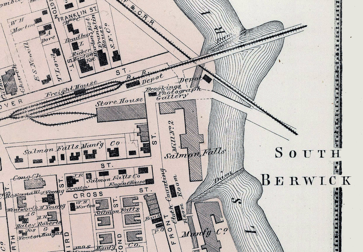 1871 Map of Salmon Falls Strafford County New Hampshire