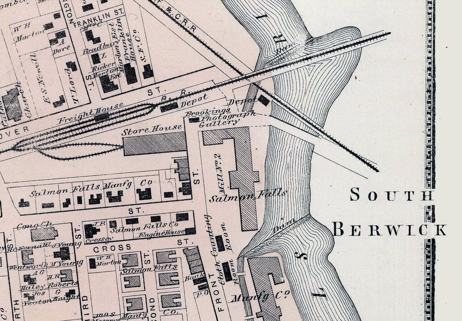 1871 Map of Salmon Falls Strafford County New Hampshire