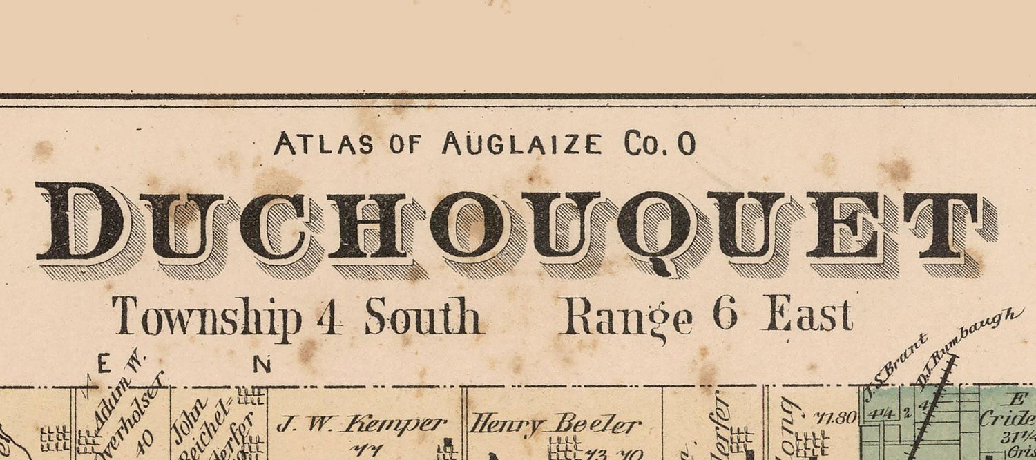 1880 Map of Duchouquet Township Auglaize County Ohio