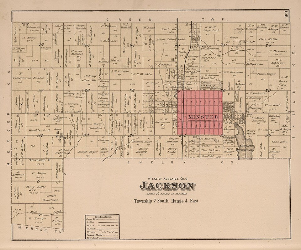 1880 Map of Jackson Township Auglaize County Ohio