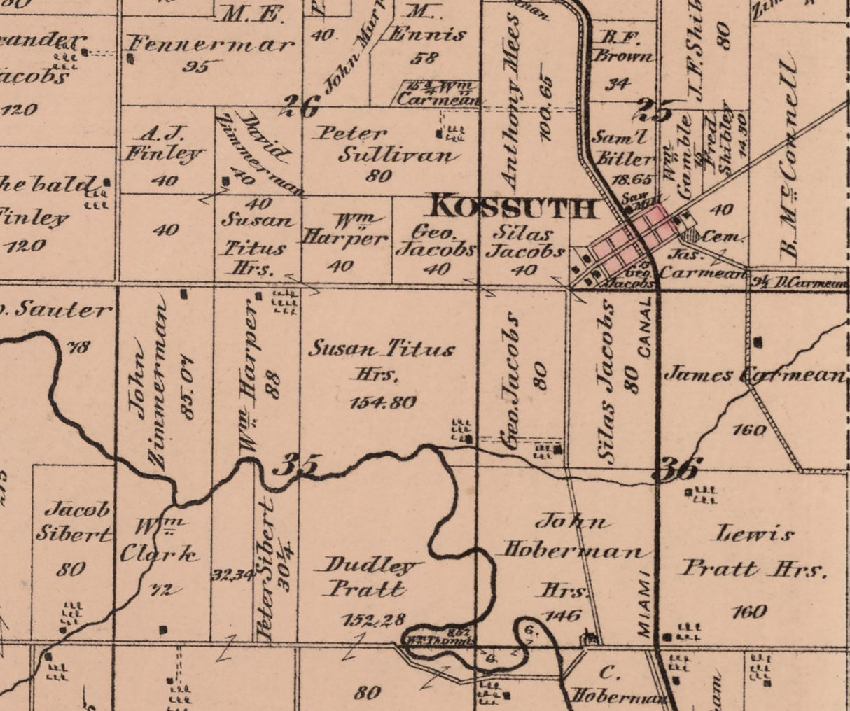 1880 Map of Salem Township Auglaize County Ohio