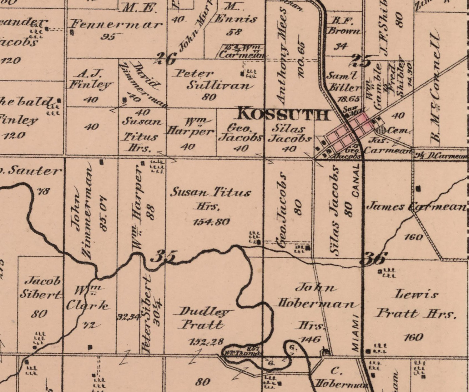 1880 Map of Salem Township Auglaize County Ohio