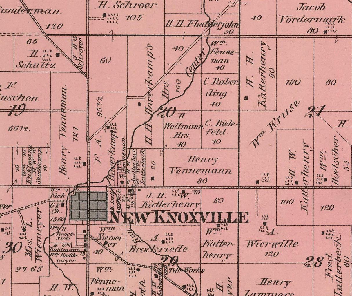 1880 Map of Washington Township Auglaize County Ohio