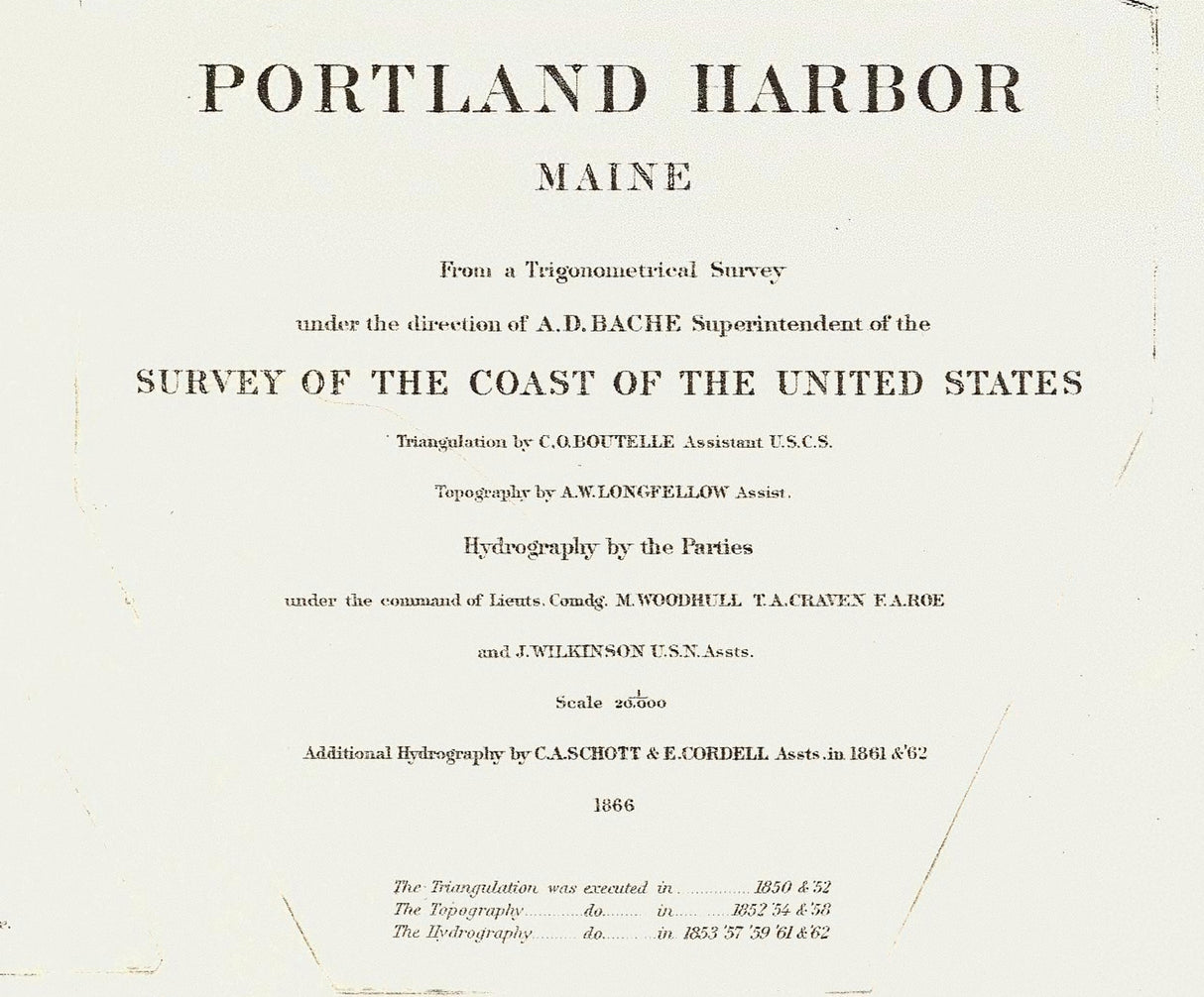 1866 Nautical Chart of Portland Harbor Maine