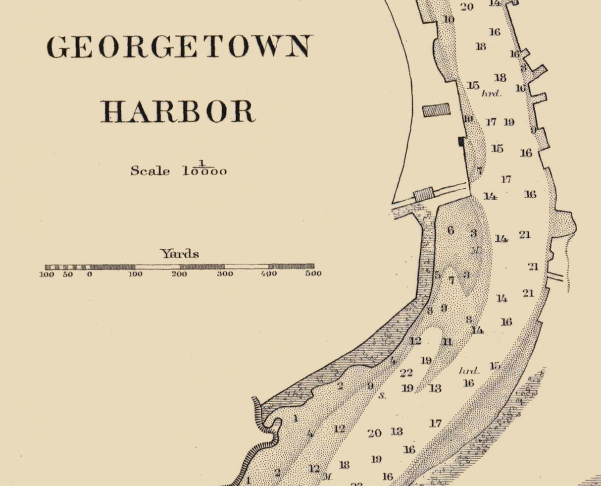 1877 Nautical Chart of Winyah Bay South Carolina Georgetown