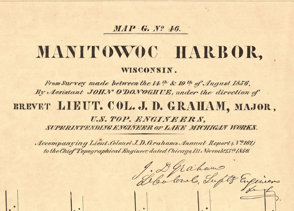 1856 Map of Manitowoc Harbor Wisconsin