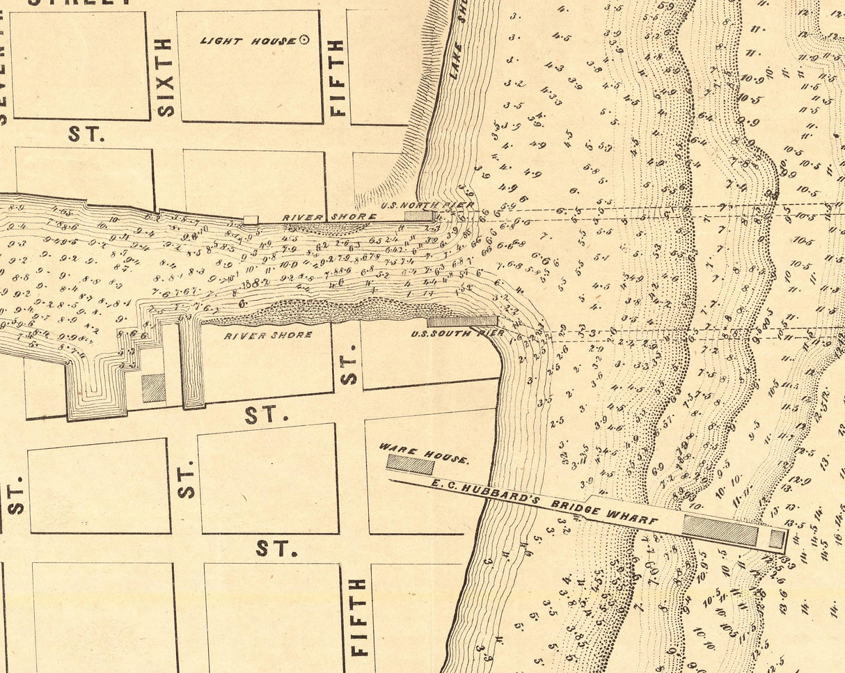1856 Map of Manitowoc Harbor Wisconsin