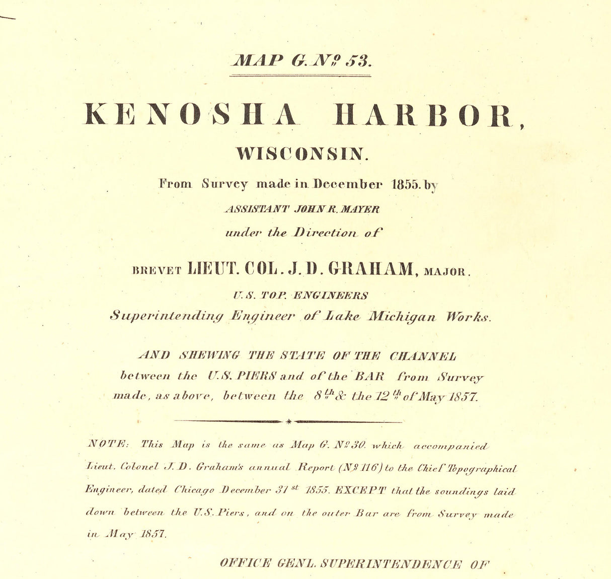 1857 Map of Kenosha Harbor Wisconsin