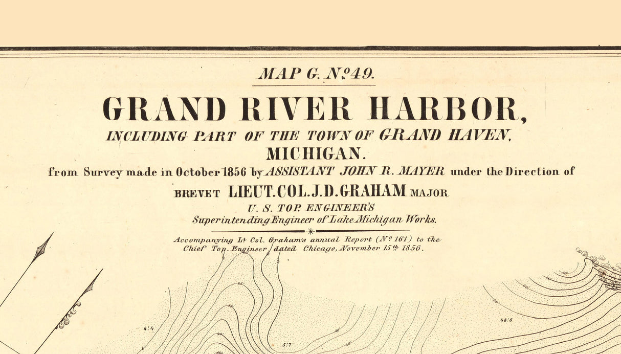 1856 Nautical Chart of Grand River Harbor Michigan