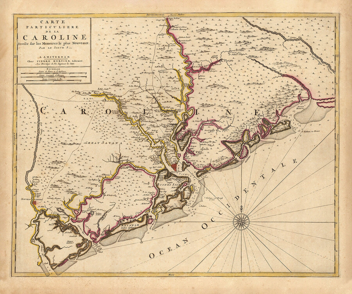1708 Map of the Carolinas and Charleston